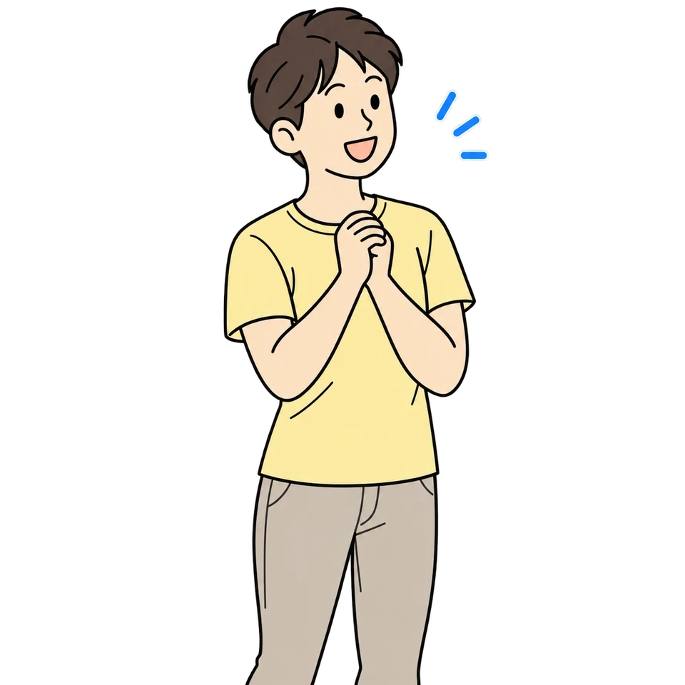 紹介LPを見て行動を考える男性